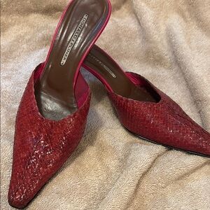Donald J. Pliner Red Textured Leather Mules - size M9